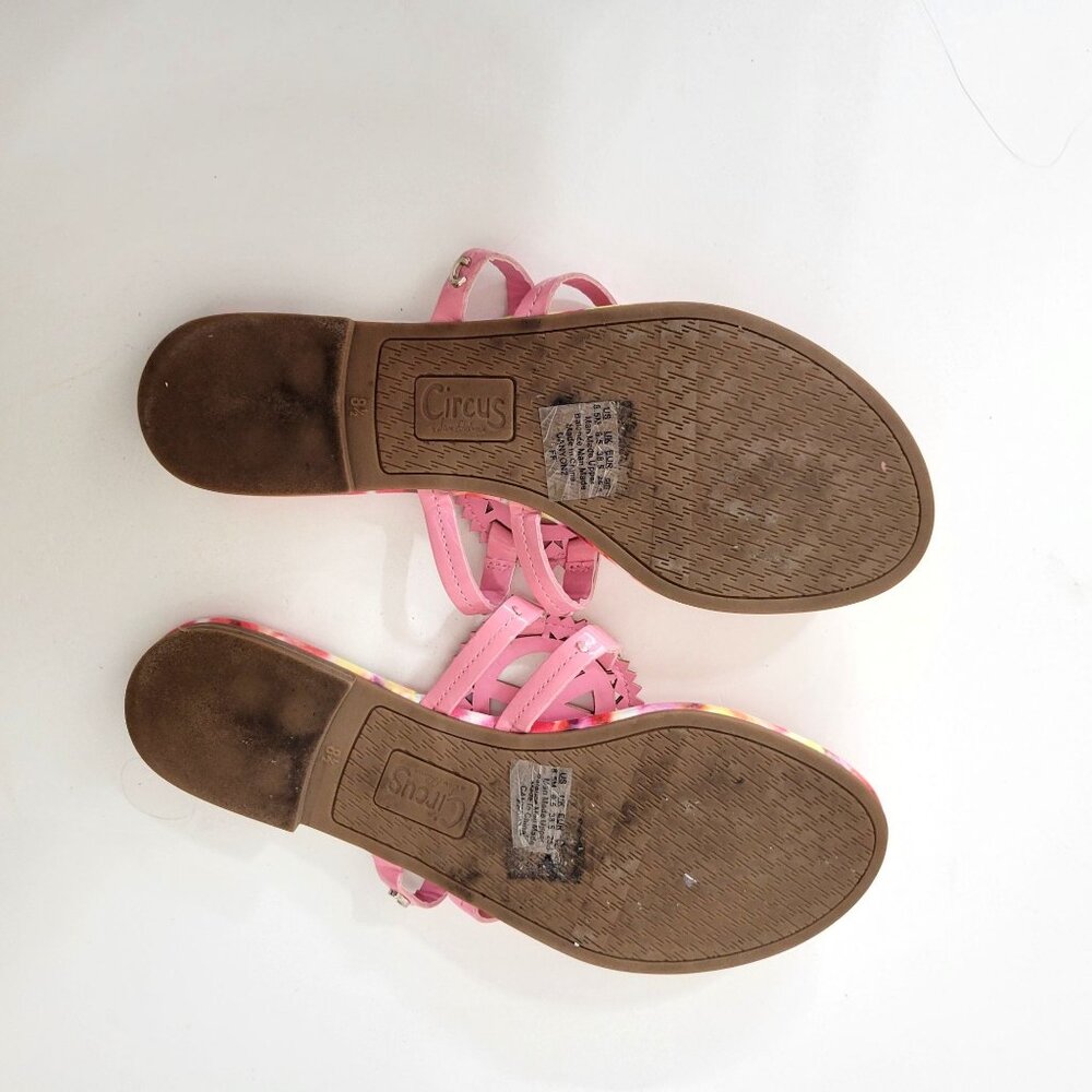 Circus By Sam Edelman Womens Pink Tie-Dye Peace Sign Sandals Size 8 1/2 - Picture 3 of 5